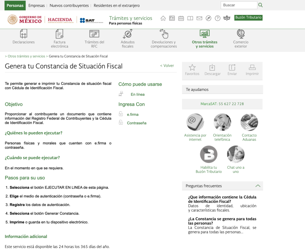 Generar Constancia de Situación Fiscal