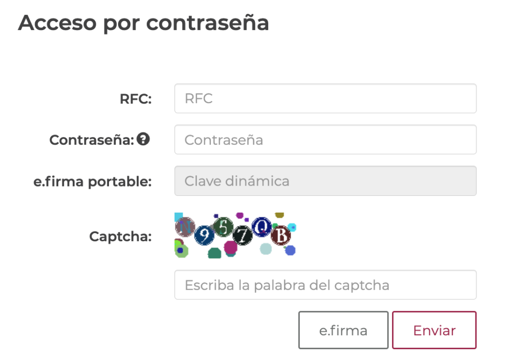 Escribe tu RFC y contraseña